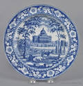 Historical blue Staffordshire Boston State House plate 19th c