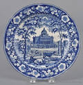 Historical blue Staffordshire Boston State House plate 19th c