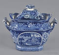 Historical blue Staffordshire sugar bowl 19th c