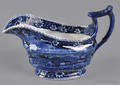 Historical blue Staffordshire Winter View of Pittsfield sauce boat 19th c