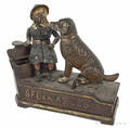 Cast iron  Speaking Dog  mechanical bank manufactured by J  E Stevens Company