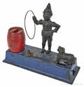 Cast iron  Trick Dog  mechanical bank with solid base manufactured by Hubley