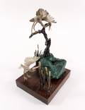 Schwabe Aviary Malachite  Painted Metal Sculpture