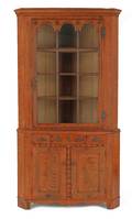 Pennsylvania painted poplar twopart corner cupboard early 19th c