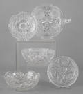 Five cut glass bowls