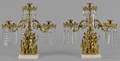 Pair of brass and marble girandoles