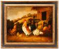 American School Rooster Oil on Canvas Unsigned