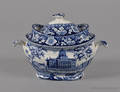 Historical blue Staffordshire covered sugar 19th c