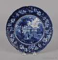 Historical blue Staffordshire plate 19th c