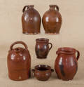 Six pieces of American redware 19th c