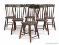 Set of six painted plank seat chairs mid 19th c
