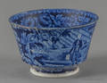 Historical blue Staffordshire Washington at Tomb cup 19th c