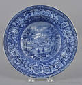 Historical blue Staffordshire Hobart Town shallow bowl 19th c