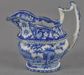 Historical blue Staffordshire Boston State House cream pitcher 19th c