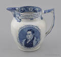 Historical blue Staffordshire Washington and Lafayette pitcher 19th c