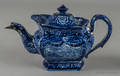 Historical blue Staffordshire Spread Wing Eagle teapot 19th c