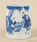 Chinese blue and white porcelain brush pot