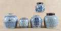 Five Chinese blue and white porcelain ginger jars
