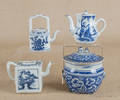 Three Chinese blue and white teapots