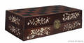 Chinese carved ivory chess set with a mother of pearl inlaid mixed woods gameboard