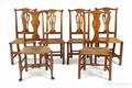 Eight assorted rush seat dining chairs