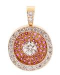 Custom Gold Diamond  Ruby Circular Pendant