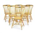 Set of six New England painted Windsor bent rodback dining chairs early 19th c