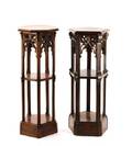 Two Complimenting Gothic Style Pedestals 19th C