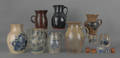 Thirteen pieces of contemporary stoneware and redware
