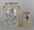 Two Pennsylvania cobalt decorated stoneware crocks