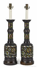 Pair of cloisonn table lamps