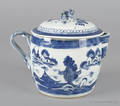 Chinese export porcelain blue and white Canton cider pitcher 19th c