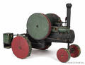 Painted wood model of a steam tractor