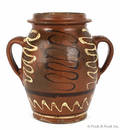 Bucks County Pennsylvania redware twohandled crock 19th c