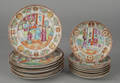 Sixteen Chinese export famille rose porcelain plates 19th c