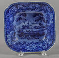 Historical blue Staffordshire American Villa serving bowl 19th c