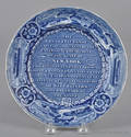 Historical blue Staffordshire Erie CanalDewitt Clinton plate 19th c