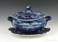 Historical blue Staffordshire Pennsylvania HospitalAlmshouse Boston tureen and undertray 19th c