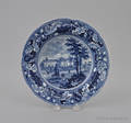 Historical blue Staffordshire Harvard College soup bowl 19th c