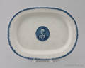 Blue feather edge platter with oval medallion of Lafayette 19th c
