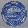 Historical blue Staffordshire Landing of Lafayette plate 19th c