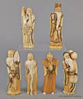 Set of six Japanese carved ivory immortals