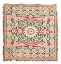 American green and red jacquard coverlet ca 1840