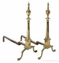 Pair of New York Federal brass andirons ca 1795