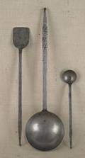 Set of three Berks County Pennsylvania whitesmithed utensils all dated