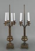 Pair brass table lamps