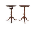 Two Queen Anne style walnut candlestands