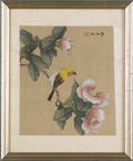 Twelve oriental silk paintings