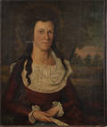 New England oil on canvas portrait of a woman ca 1780