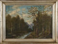 American oil on canvas river landscape